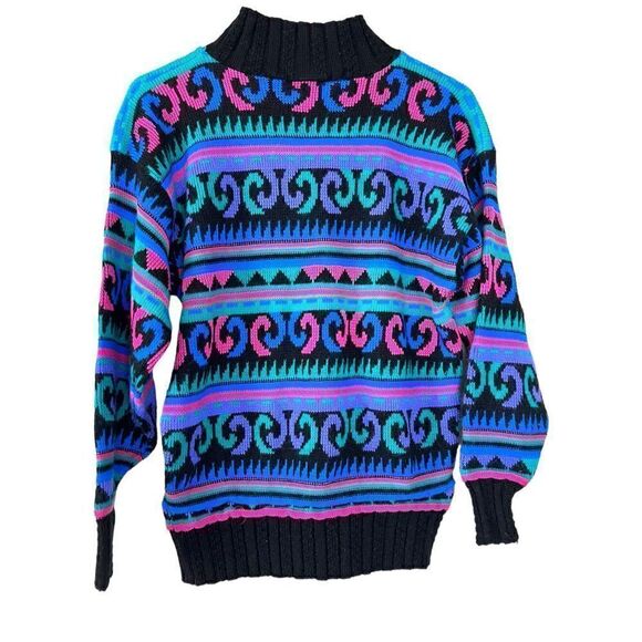 Vintage Adele Made in USA Knit Multi-colored Sweater Size Medium - Picture 2 of 6